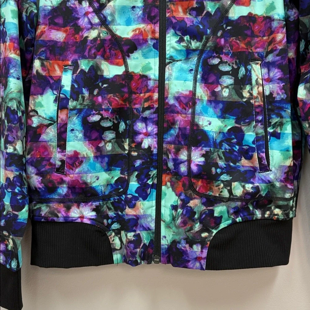 Athleta Multicolor Floral Fade Bombtastic Jacket Womens Sz Medium! - Picture 7 of 11
